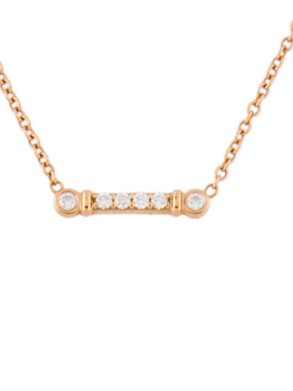 Tiffany & Co Fleur de Lis Key Bar Necklace, Rose Gold & Diamonds